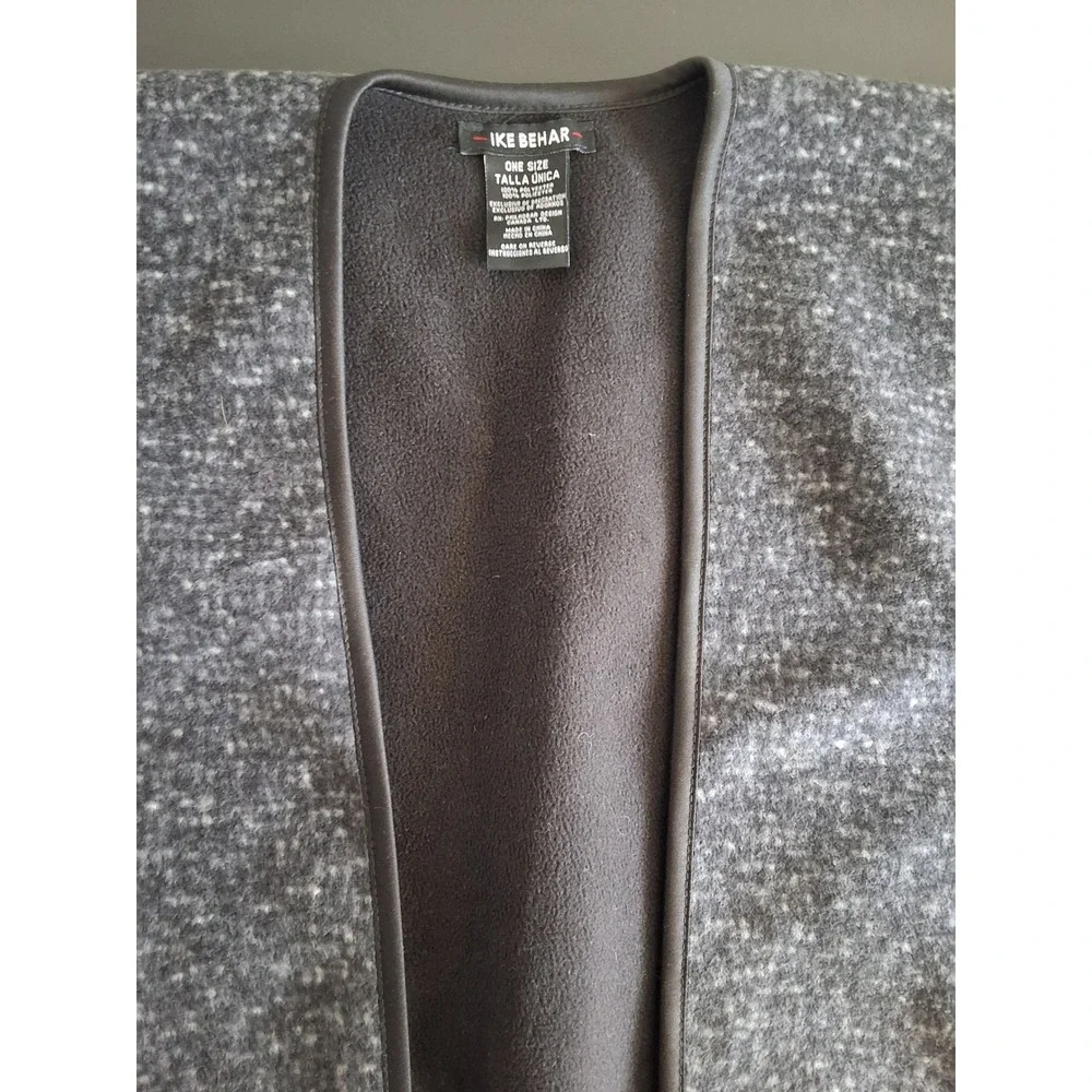 Ike Behar Womens Charcoal Gray Marled Knit Open Front Poncho Wrap One‎ Size